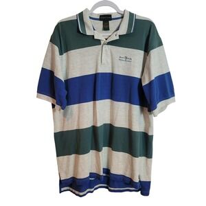Izod Club Mens XL Phoenix Open Scottsdale Striped Golf Polo Shirt VTG Blue Green